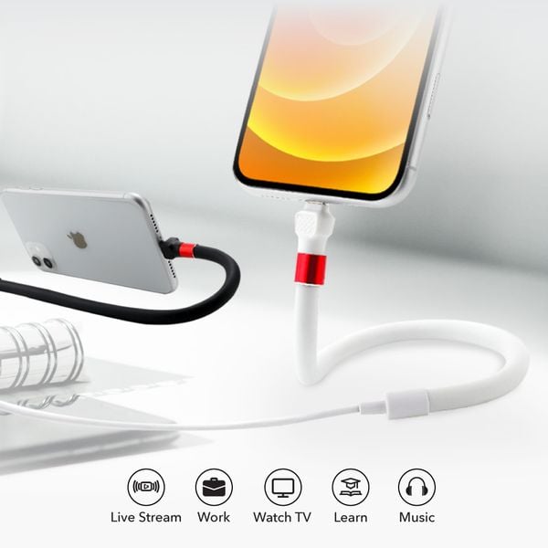 Dây sạc cho iphone, Android Type C kiêm giá đỡ điện thoại để bàn tiện ích 2 trong 1