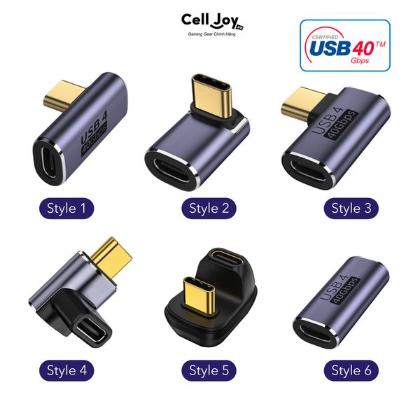 Cổng chuyển Type-C đầu nối USB-C male sang female vuông góc 90 độ