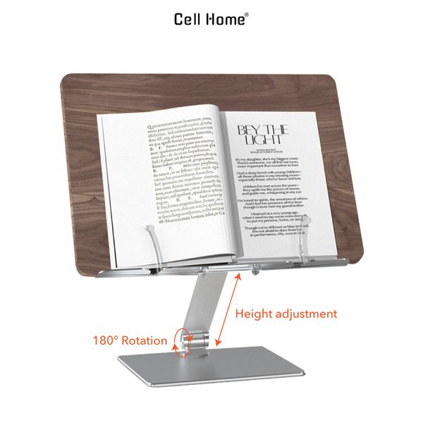 Giá đỡ đọc sách bằng nhôm mặt gỗ MDF Walnut điều chỉnh được độ cao