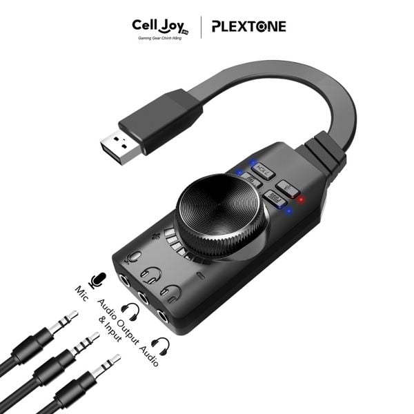 Sound Card USB rời cho game PC âm thanh 7.1 GS3 Plextone cho máy tính chuyên PUBG, League of Legends