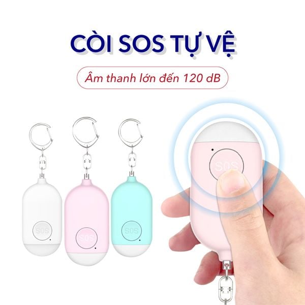 Còi báo động tự vệ cá nhân khẩn cấp âm lượng lớn 120dB tích hợp đèn Flash chống nước IP44