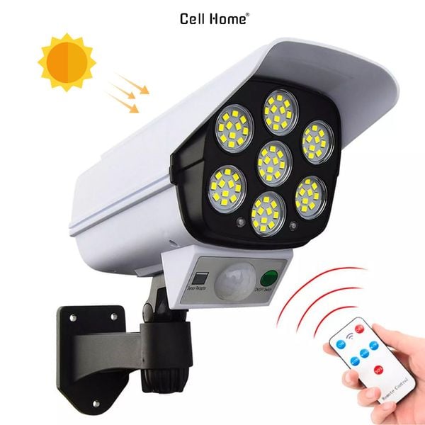 Đèn trụ cổng năng lượng mặt trời LED hình camera chống trộm