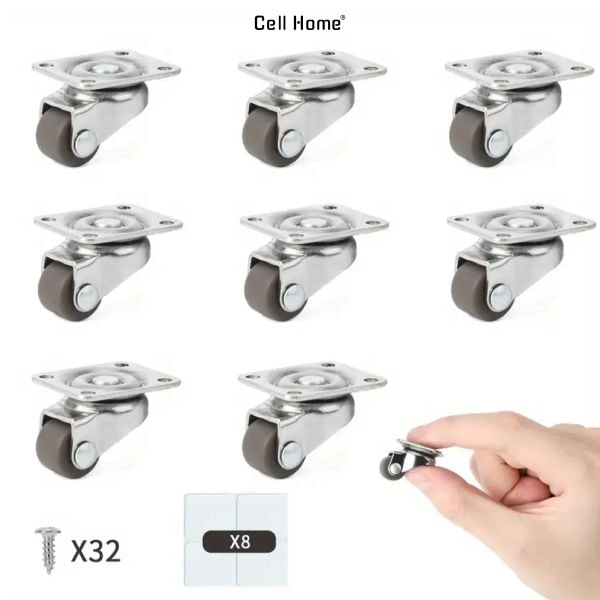 Bộ 8 bánh xe mini 360 độ dùng cho nội thất và đồ dùng nhà bếp bằng thép tải 30kg
