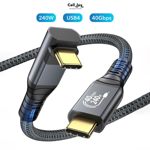 Cáp USB-C xuất hình ảnh gập 90 độ Type-C to Type-C USB4 40Gbps/240W/8K tương thích Thunderbolt 3/4