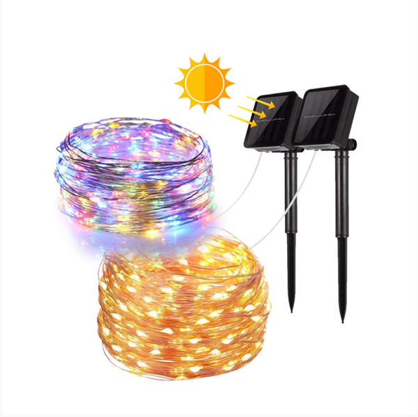 Đèn LED dây trang trí năng lượng mặt trời siêu sáng chống nước IP65 dài 12 mét/ 100LED 8 chế độ