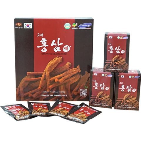 Nước hồng sâm Pocheon, sâm Hàn Quốc 6 năm tuổi hộp 30 gói (Có kèm túi xách)