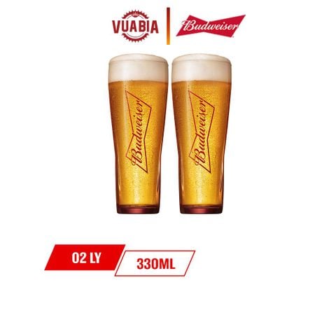 Combo 2 Ly Thủy Tinh Budweiser 330ml - QUÀ TẶNG KHÔNG BÁN