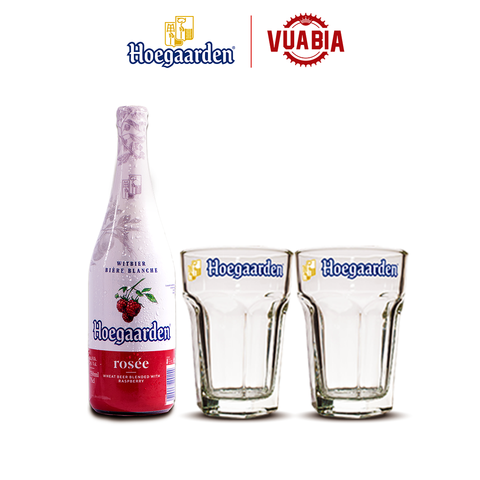 Combo Hoegaarden Rosee Chai 650ml + 02 Ly Hoegaarden 250ml - Quà Tặng Không Bán