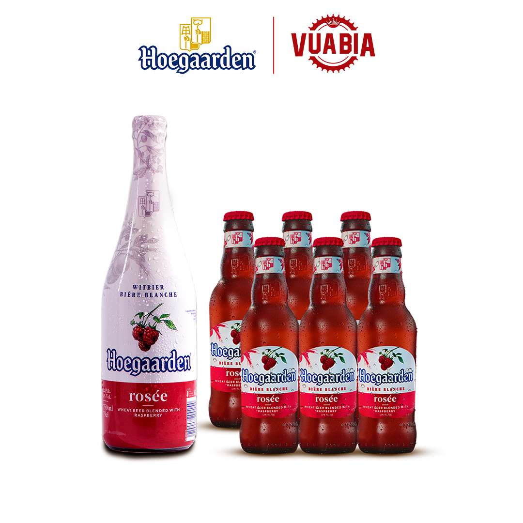 Combo Bia Hoegaarden Rosee Lốc 6 Chai 248ml [Date 06/2024] + Hoegaarden Rosee Chai 650ml [Quà Tặng Không Bán]
