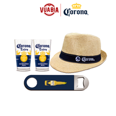 Combo Nón Corona + 2 Ly Thủy Tinh Corona Cao Cấp + 1 Khui Bia Corona - Quà Tặng Không Bán