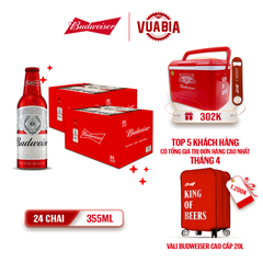 [FREESHIP ] Bia Budweiser Combo 2 Thùng 24 Chai Aluminum 355ml - Tặng Thùng Đá Budweiser + Khui Bia Budweiser