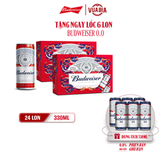 [HCM] Bia Budweiser Combo 2 Thùng 24 Lon 330ml - Phiên Bản Tết 2024 - Tặng 1 Lốc 6 Lon Budweiser 0.0