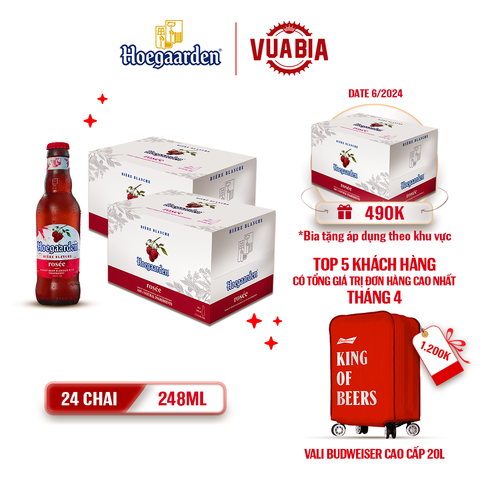 [FREESHIP] Bia Hoegaarden Rosee Combo 2 Thùng 24 Chai 248ml - Tặng 1 Thùng Bia - Theo Khu Vực