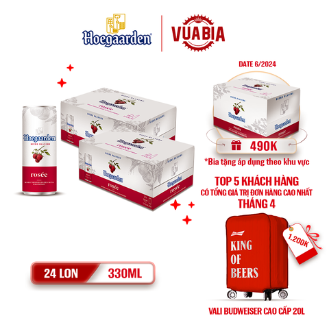 [FREESHIP] Bia Hoegaarden Rosee Combo 2 Thùng 24 Lon 330ml - Tặng 1 Thùng Bia - Theo Khu Vực