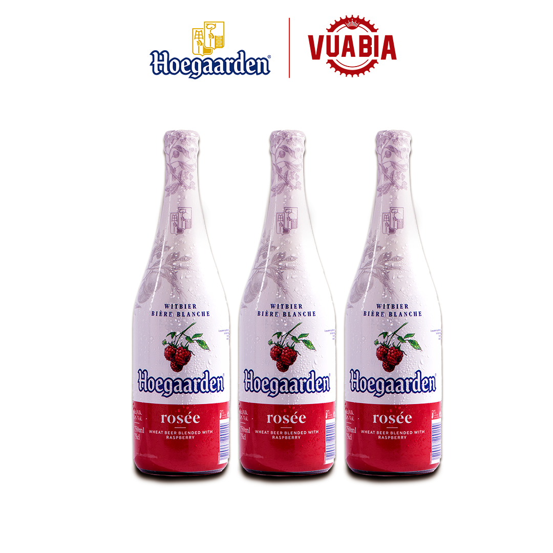 Hoegaarden Rosee Bỉ Combo 3 Chai - Bia Lúa Mỳ Dành Cho Phụ Nữ - Phiên bản chai 650ml [Quà Tặng Không Bán]