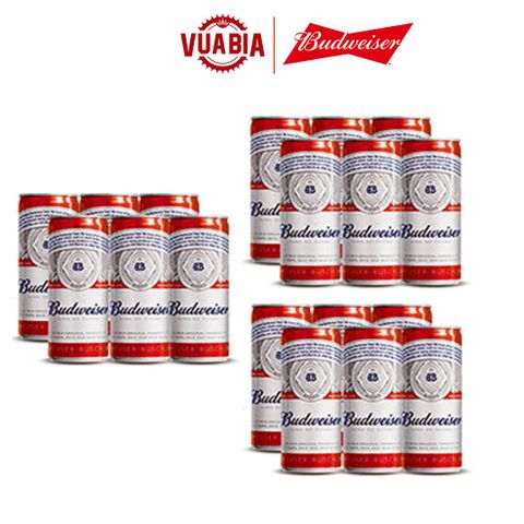 Bia Budweiser Sleek Can Combo 3 Lốc 6 Lon 330ml [Date 4/2024]