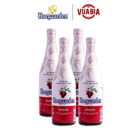 Hoegaarden Rosee Bỉ Combo 4 Chai - Bia Lúa Mỳ Dành Cho Phụ Nữ - Phiên bản chai 650ml [Quà Tặng Không Bán]