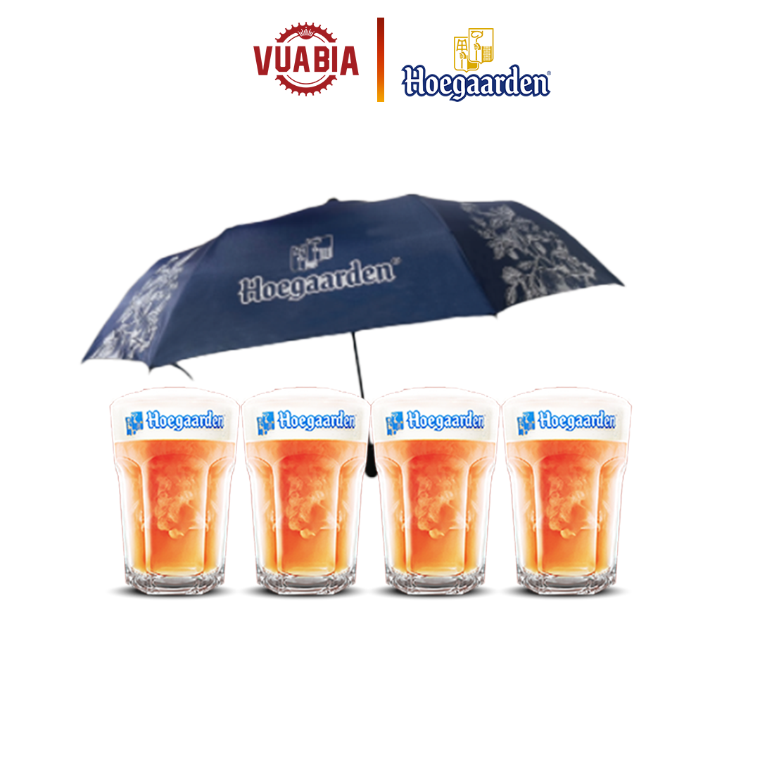 Combo 4 Ly Hoegaarden 250ml + Dù Hoegaarden Cao Cấp - QUÀ TẶNG KHÔNG BÁN