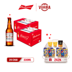 [FREESHIP] Bia Budweiser Combo 2 Thùng 24 Chai 330ml - Tặng 2 Lốc 6 Pepsi + 2 Ly Budweiser 350ml + 1 Da Cá [Chỉ Bán Tại HCM]