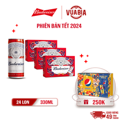 [FREESHIP] Bia Budweiser Combo 3 Thùng 24 Lon 330ml - Phiên Bản Tết 2024 - Tặng 1 Thùng Pepsi Tết