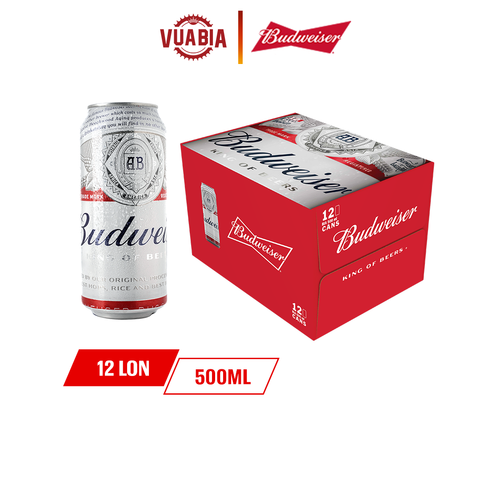 Bia Budweiser Thùng 12 Lon 500ml - [Date 02/2024] - [HCM, HN]