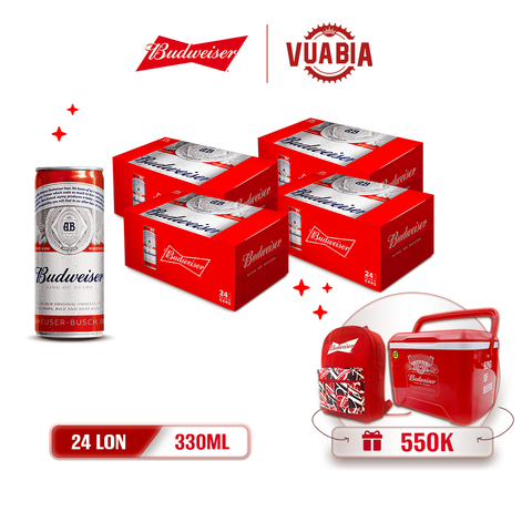 [FREESHIP] Bia Budweiser Combo 4 Thùng 24 Lon 330ml - Quà Xịn Từ Hãng trị giá 550K