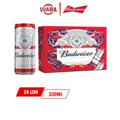 Bia Budweiser Sleek Can Thùng 24 Lon 330ml - Phiên Bản Tết 2024.