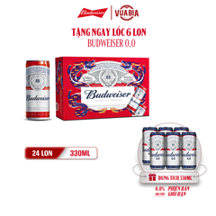 [FREESHIP] Bia Budweiser Thùng 24 Lon 330ml - Phiên Bản Tết 2024 - Tặng Lốc 6 Budweiser 0.0