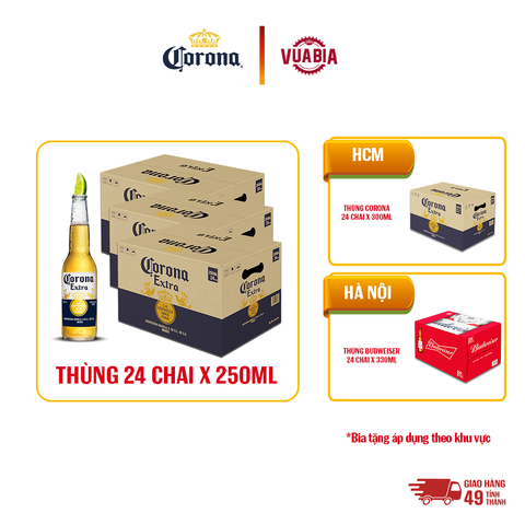 [FREESHIP] Bia Corona Extra Combo 3 Thùng 24 Chai 250ml - Tặng 1 Thùng Bia Cận Date Theo Vùng