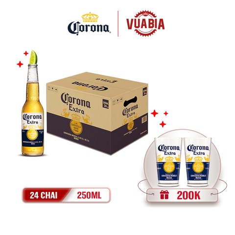 [FREESHIP] Bia Corona Extra Thùng 24 Chai 250ml - Tặng bộ quà xịn