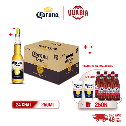 [FREESHIP] Bia Corona Extra Thùng 24 Chai 250ml - Tặng 1 Đồ Khui Bia + Lốc 6 Bia - Theo Khu Vực [HCM] [Hà Nội]