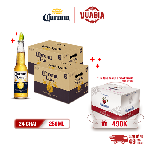 [FREESHIP] Bia Corona Extra Combo 2 Thùng 24 Chai 250ml - Tặng 1 Thùng Bia - Theo Khu Vực [HCM] [Hà Nội]