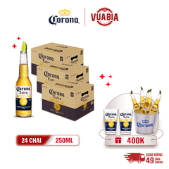 [FREESHIP] Bia Corona Extra Combo 3 Thùng 24 Chai 250ml - Tặng 1 Xô Đá Corona + 2 Ly Corona Cao Cấp [HCM] [Hà Nội]