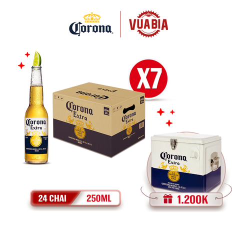 [FREESHIP] Bia Corona Extra Combo 7 Thùng 24 Chai 250ml - Tặng Thùng Đá Nhập Khẩu Giới Hạn