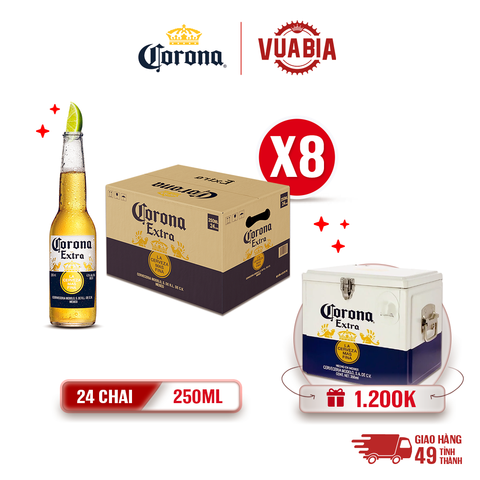 [FREESHIP] Bia Corona Extra Combo 8 Thùng 24 Chai 250ml - Tặng Thùng Đá Nhập Khẩu Giới Hạn [HCM] [Hà Nội]