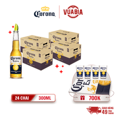 [FREESHIP] Bia Corona Extra Combo 4 Thùng 24 Chai 300ml - Tặng Khăn Corona Cao Cấp + 4 Ly Corona