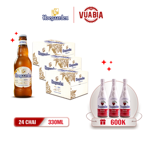 [FREESHIP] Bia Hoegaarden White Combo 3 Thùng 24 Chai 330ml - Tặng 3 Chai Hoegaarden Rosée 650ml