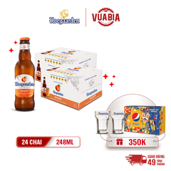 [FREESHIP] Bia Hoegaarden Peach Vị Đào Tinh Tế Combo 2 Thùng 24 Chai 248ml - Tặng 1 Thùng Pepsi Tết + 2 ly Hoegaarden 250ml [HCM]