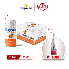 [FREESHIP] Bia Hoegaarden Peach Vị Đào Tinh Tế Thùng 12 Lon 500ml - Tặng 1 Chai Hoegaarden Rosée 650ml