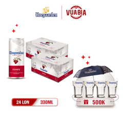 [FREESHIP] Bia Hoegaarden Rosee Combo 2 Thùng 24 Lon 330ml - Tặng Combo Quà Ngọt Dịu