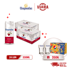 [FREESHIP] Bia Hoegaarden Rosee Combo 2 Thùng 24 Lon 330ml - Tặng 1 Thùng Pepsi Tết + 2 ly Hoegaarden 250ml