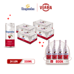 [FREESHIP] Bia Hoegaarden Rosee Combo 4 Thùng 24 Lon 330ml - Tặng 4 Chai Hoegaarden Rosée 650ml