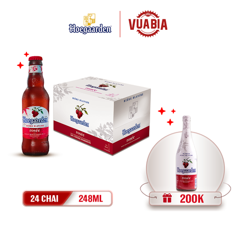 [FREESHIP] Bia Hoegaarden Rosee Thùng 24 Chai 248ml - Tặng 1 Chai Hoegaarden Rosée 650ml