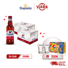 [FREESHIP] Bia Hoegaarden Rosee Combo 2 Thùng 24 Chai 248ml - Tặng 1 Thùng Pepsi Tết + 2 ly Hoegaarden 250ml [HCM]