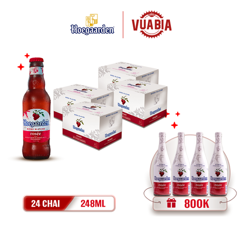 [FREESHIP] Bia Hoegaarden Rosee Combo 4 Thùng 24 Chai 248ml - Tặng 4 Chai Hoegaarden Rosée 650ml