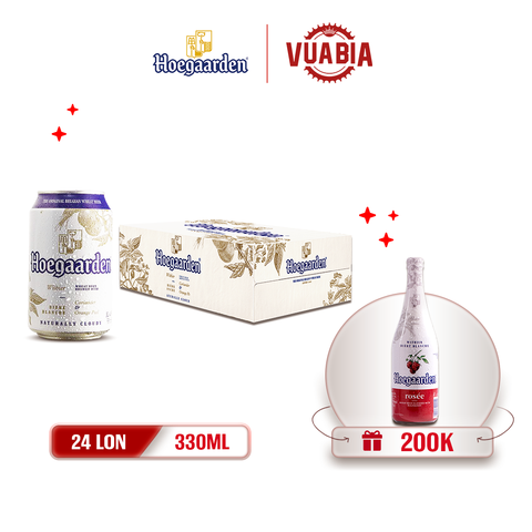 [FREESHIP] Bia Hoegaarden White Thùng 24 Lon 330ml - Tặng 1 Chai Hoegaarden Rosée 650ml