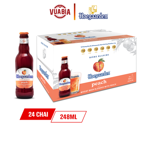 Bia Hoegaarden Peach Vị Đào Tinh Tế Thùng 24 Chai 248ml - Thể tích mới.