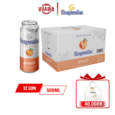 Bia Hoegaarden Peach Vị Đào Tinh Tế Thùng 12 Lon 500ml [HCM & Hà Nội]