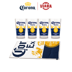 Combo 01 Khăn Corona Cao Cấp + 04 Ly Corona - Quà Tặng Không Bán