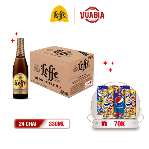 [FREESHIP] Bia Leffe Blonde (Leffe Vàng) Thùng 24 Chai 330ml - Bia Thầy Tu Nhập Khẩu - Tặng Lốc 6 Lon Pepsi Tết